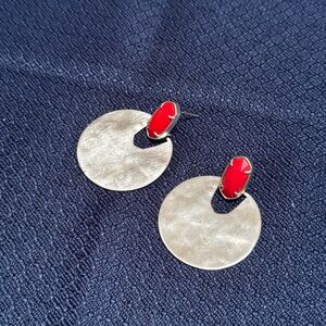 Kendra Scott Elegant Silver and Red Earrings